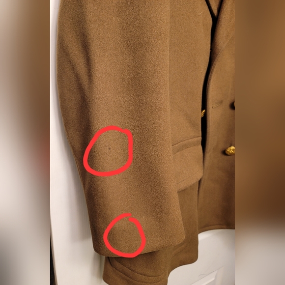 Men's Brown Heavy Wool Green Satin Lining Authentic Military Coat 8 Buttons - Picture 13 of 14